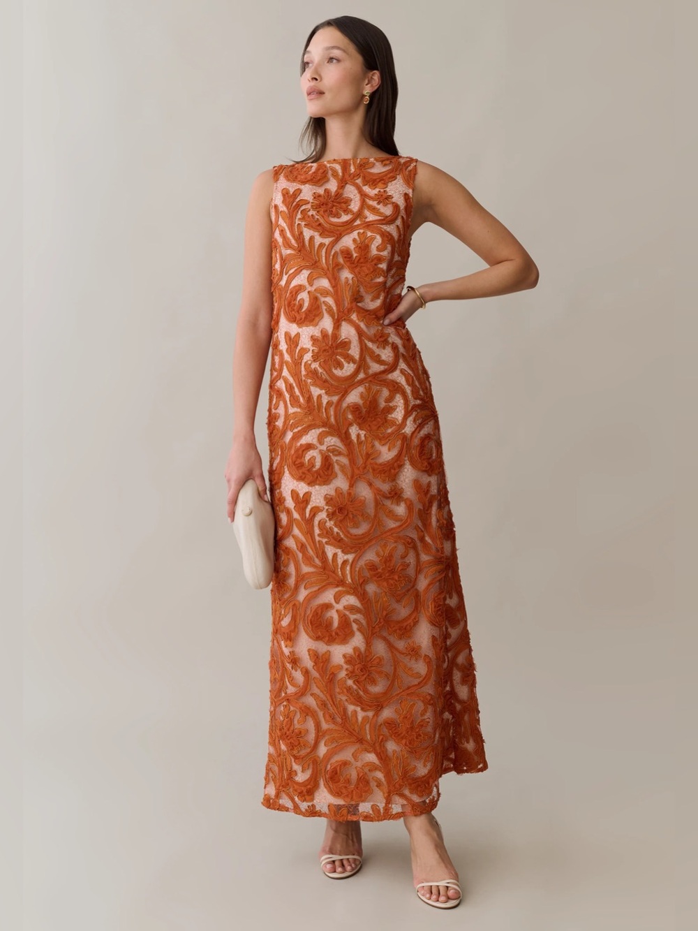 o.p.t Leanne Dress Burnt Orange Evening Gown Dress  Few Moda NWT  Retail $397 S